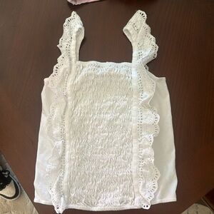 Justice girls white lace and scrunchie top.  Girls Sz S (7/8)